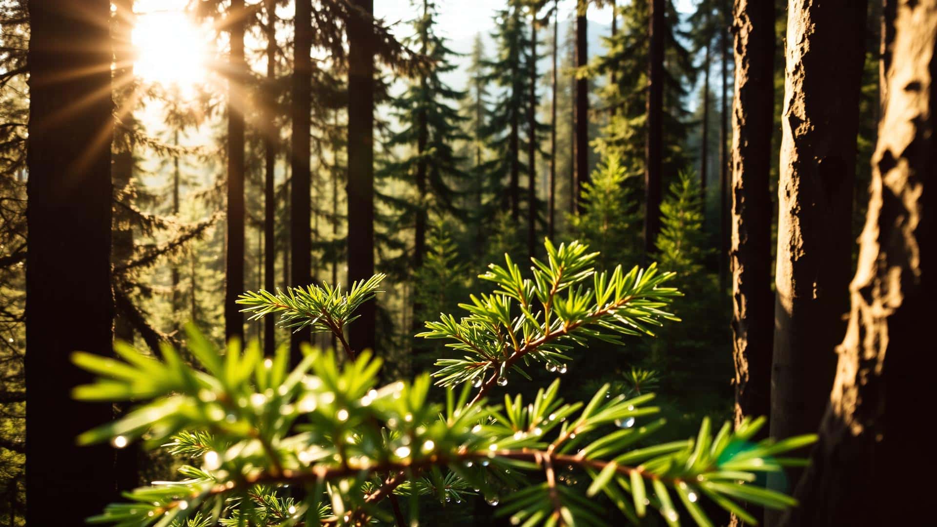 Sunlight in a mountain forest – a picture of natural resilience