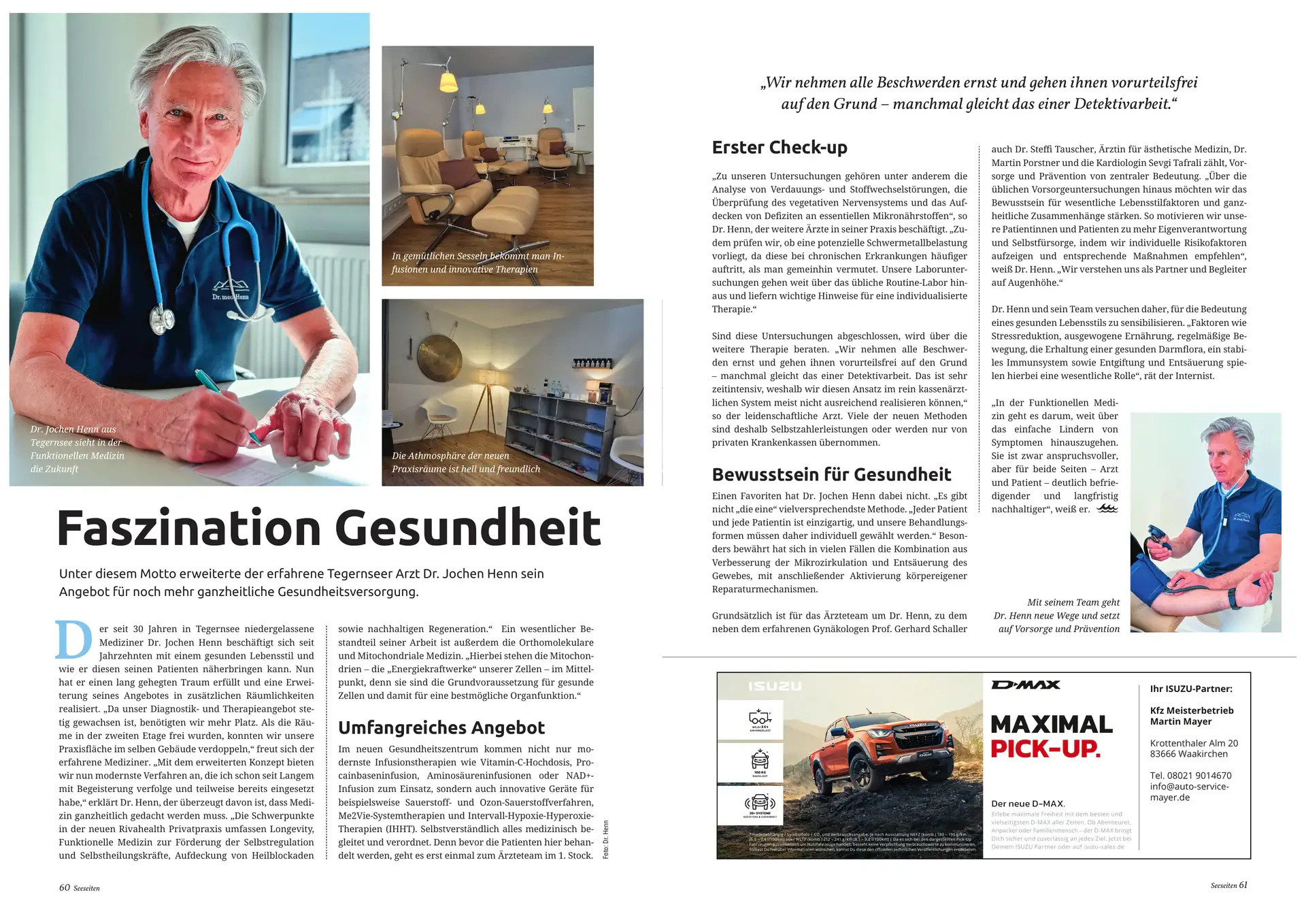 Seeseiten Tegernsee Magazin Cover über Longevity-Medizin